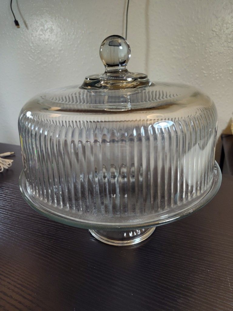 ANCHOR HOCKING CAKE PLATE STAND W/DOME PEDASTEL MONACO PUNCH BOWL