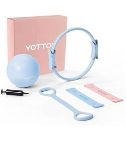 YOTTOY Pilates Ring and Ball Set, Figure 8 Resistance Bands, Stretch Bands&Guide
