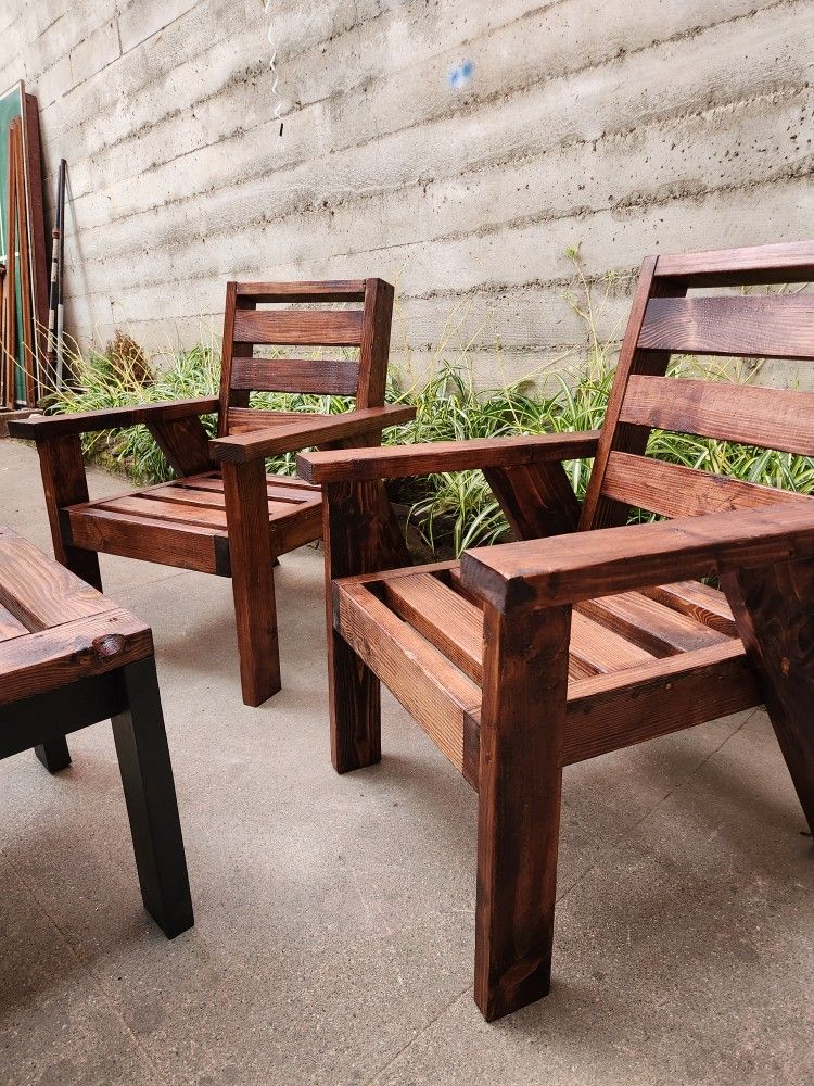 Handmade Wooden Patio Chairs piece Set