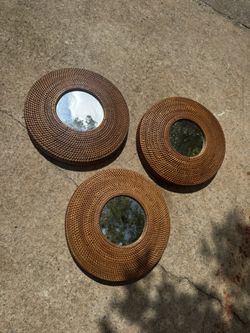 Set Of 3 Rattan Mirrors