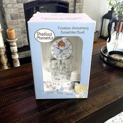 New! Vintage Precious Moments Porcelain Anniversary Collectible Clock. 