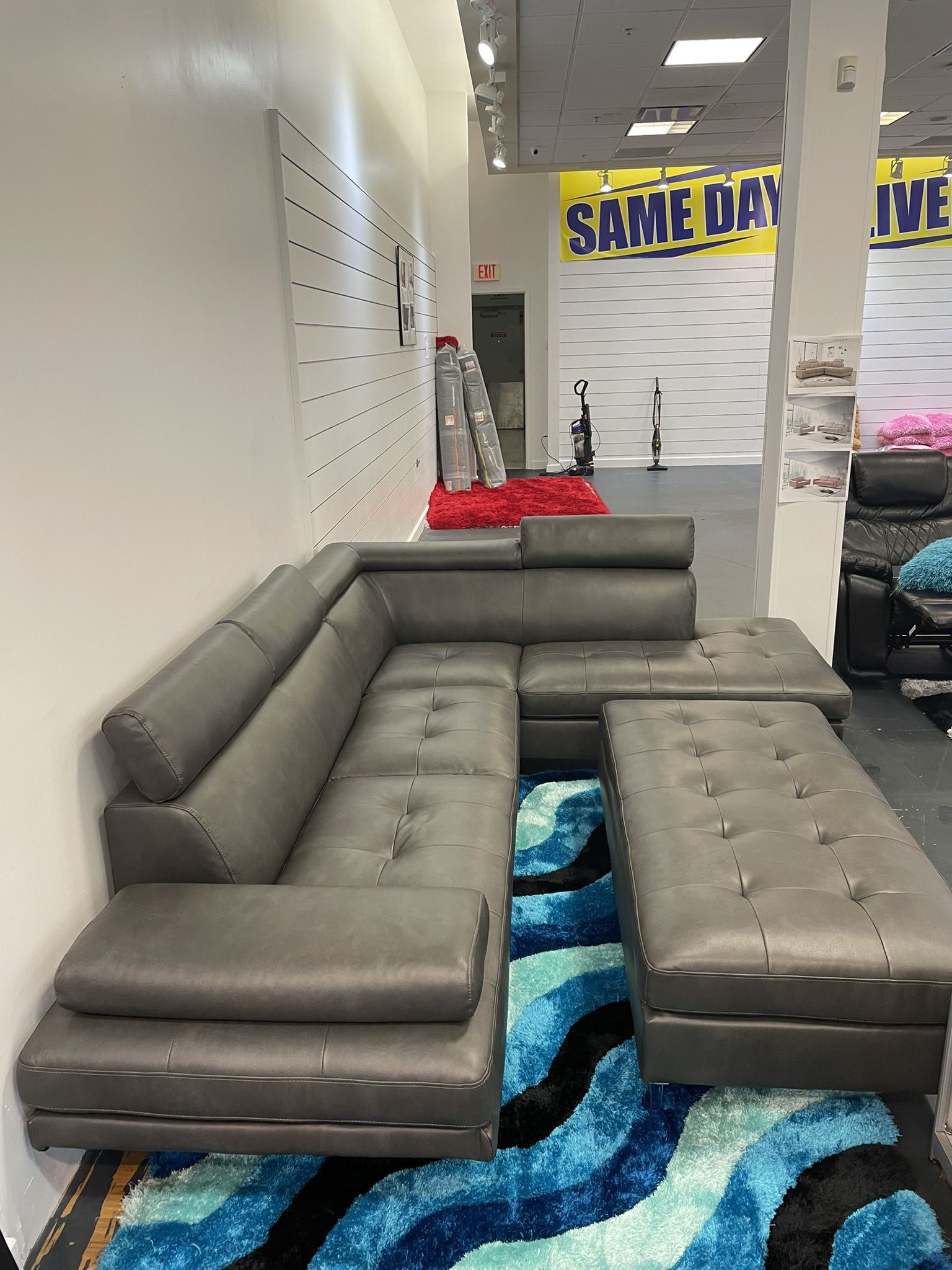 Ibiza Gray Sectional With Ottoman Only $799. Easy Finance Option. Same-Day Delivery.