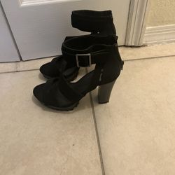 Black Buckle heels