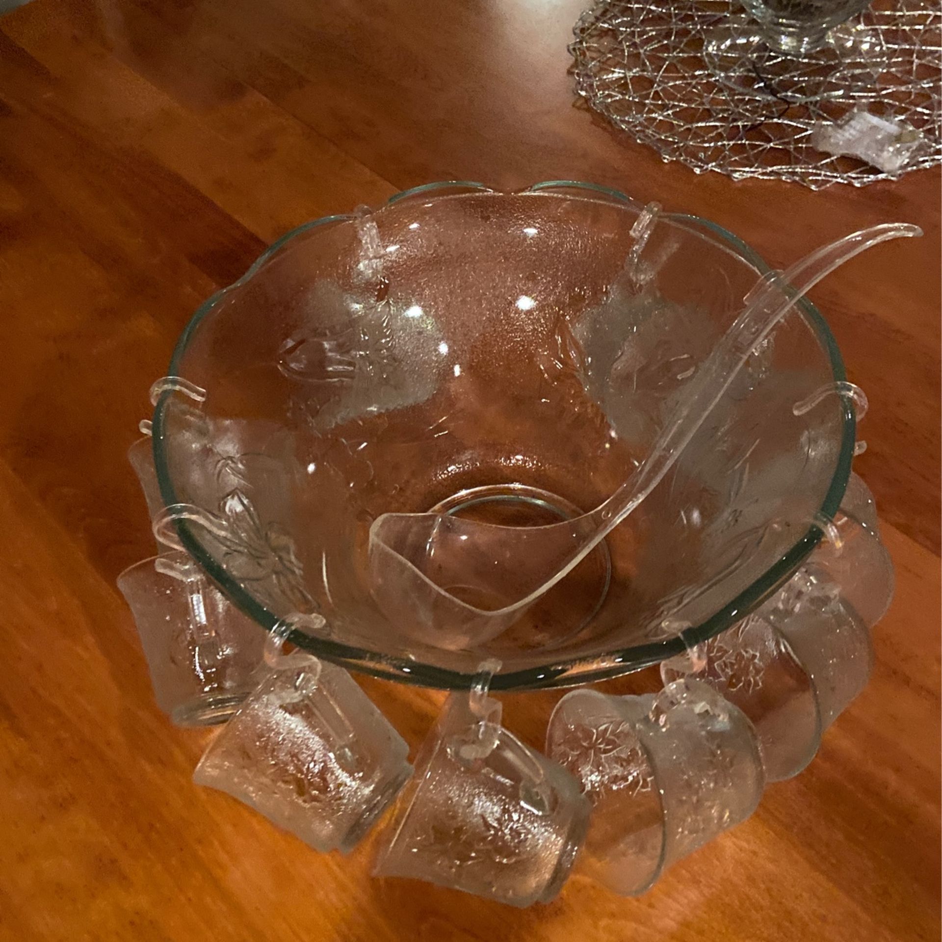 Glass Punch bowl With 10 Cups