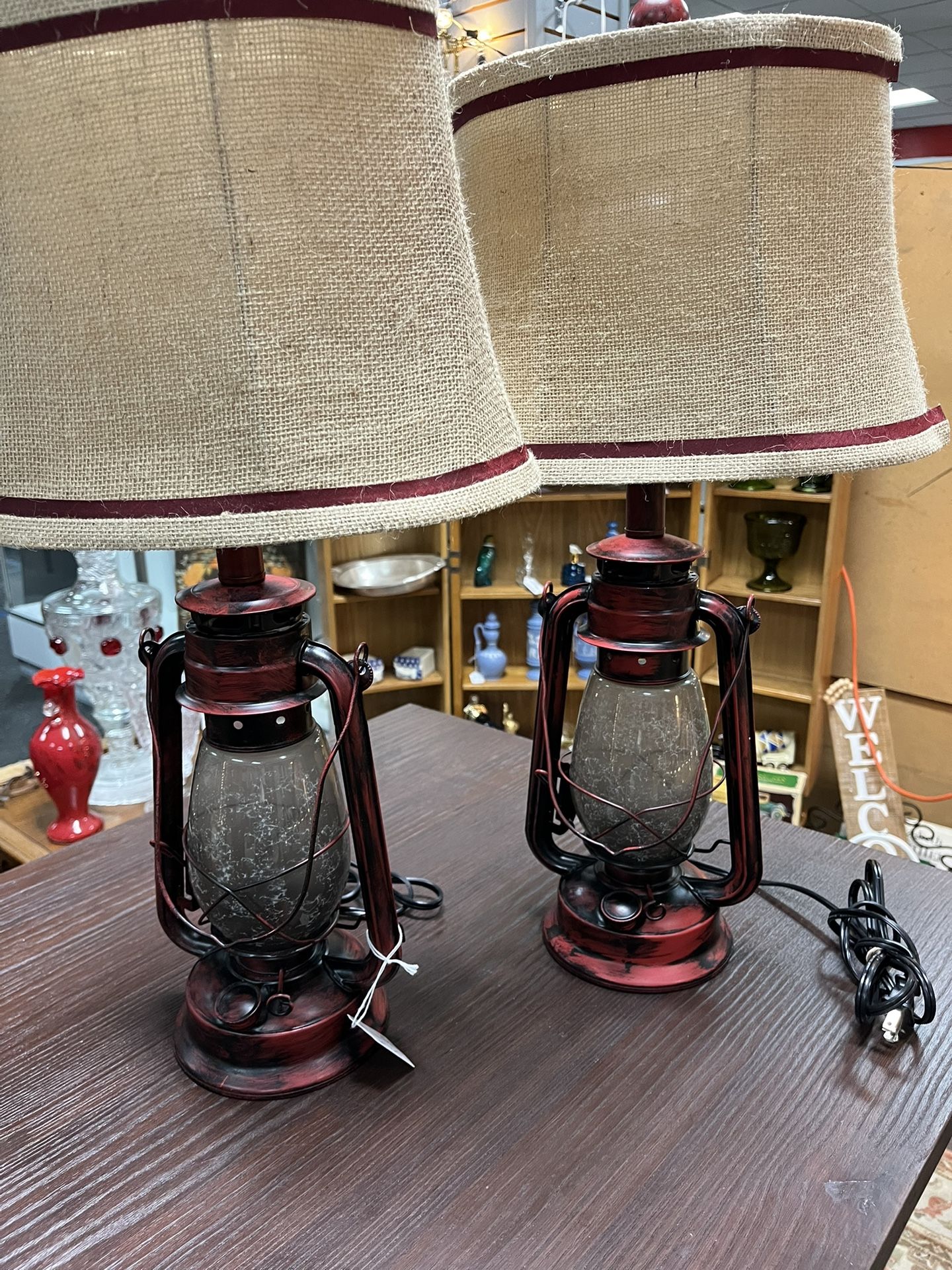 Red Lantern Lamps Vtg- Style