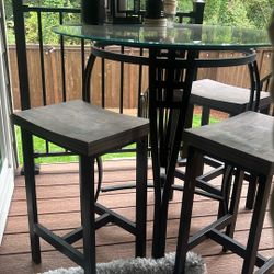 Glass Table And 3 Stools 