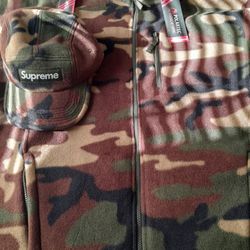 Supreme Woodland Camo Polar Tech Zip Up Jacket Size XL DS