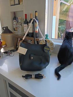 Vegan leather bucket bag