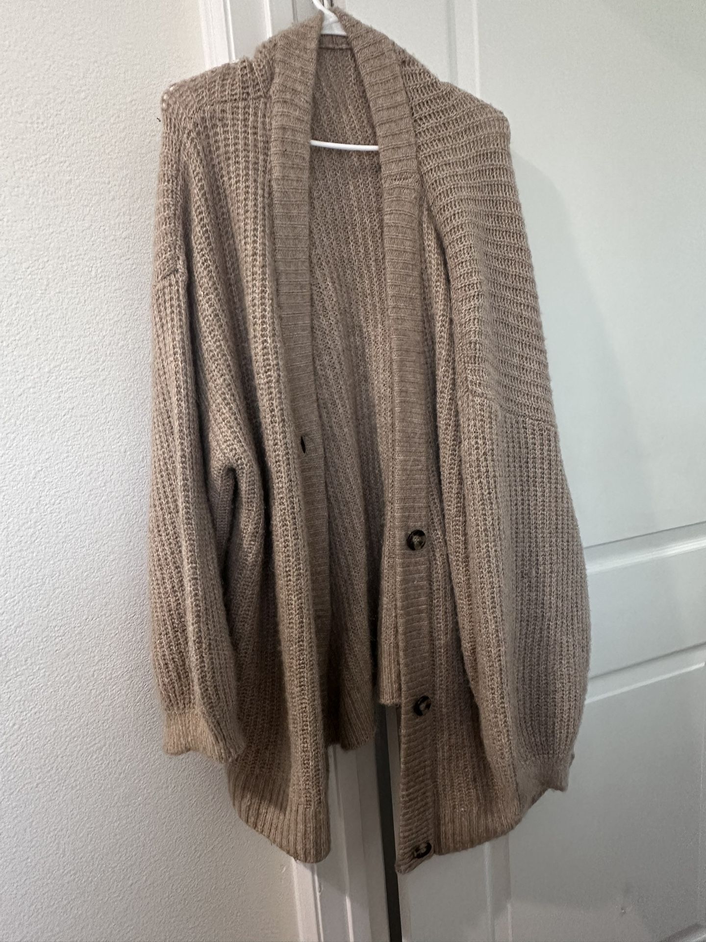 Women’s Beige Cardigan, 4X Loose Fit