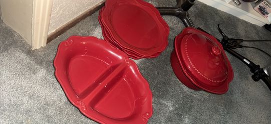 Brand new princess house by pavillion Berry Red ceramic kitchen set