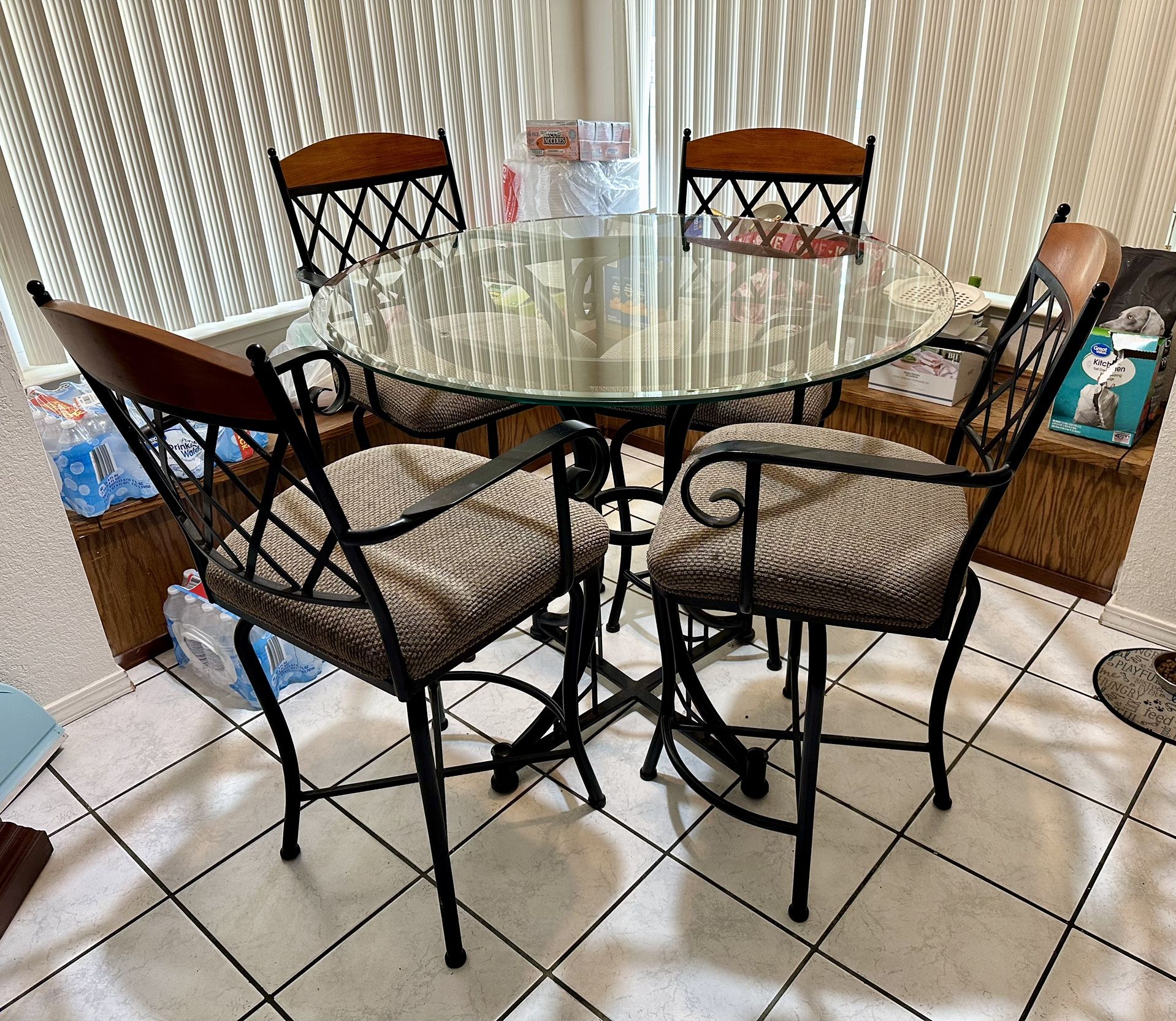 Pub Height Glass Table Seats 4