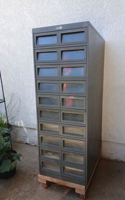 Vintage 20 Drawer Tool Hardware Metal Cabinet Monarch Card File Steel Tool Chest USA Made