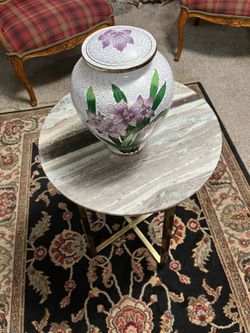 Violet Iris Cloisonne Cremation Urn in Large
