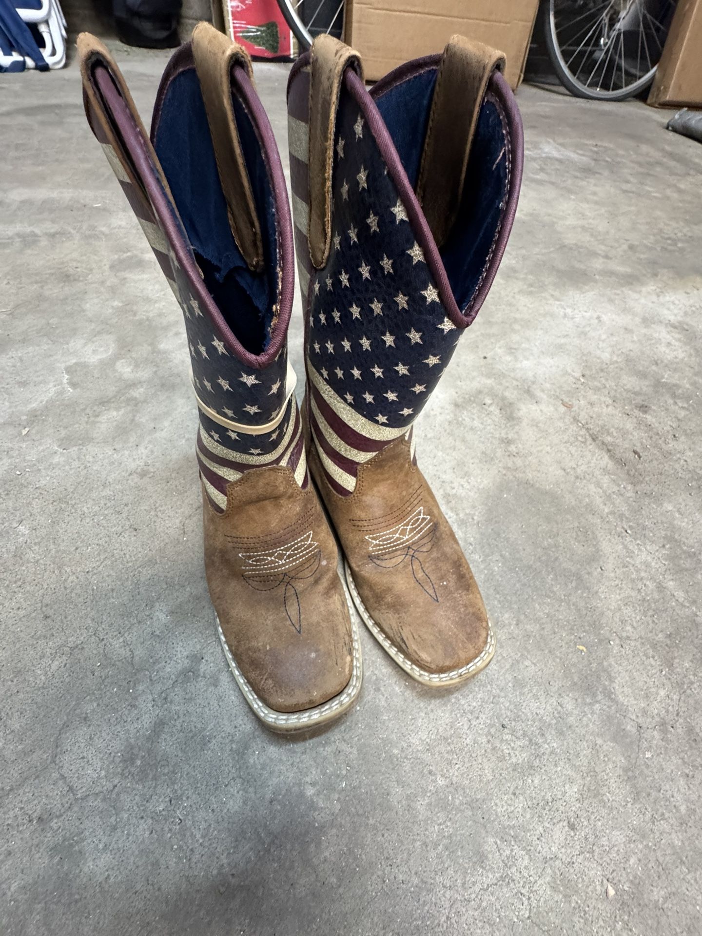Kids Cowboy boots Twister size 1 USA flag