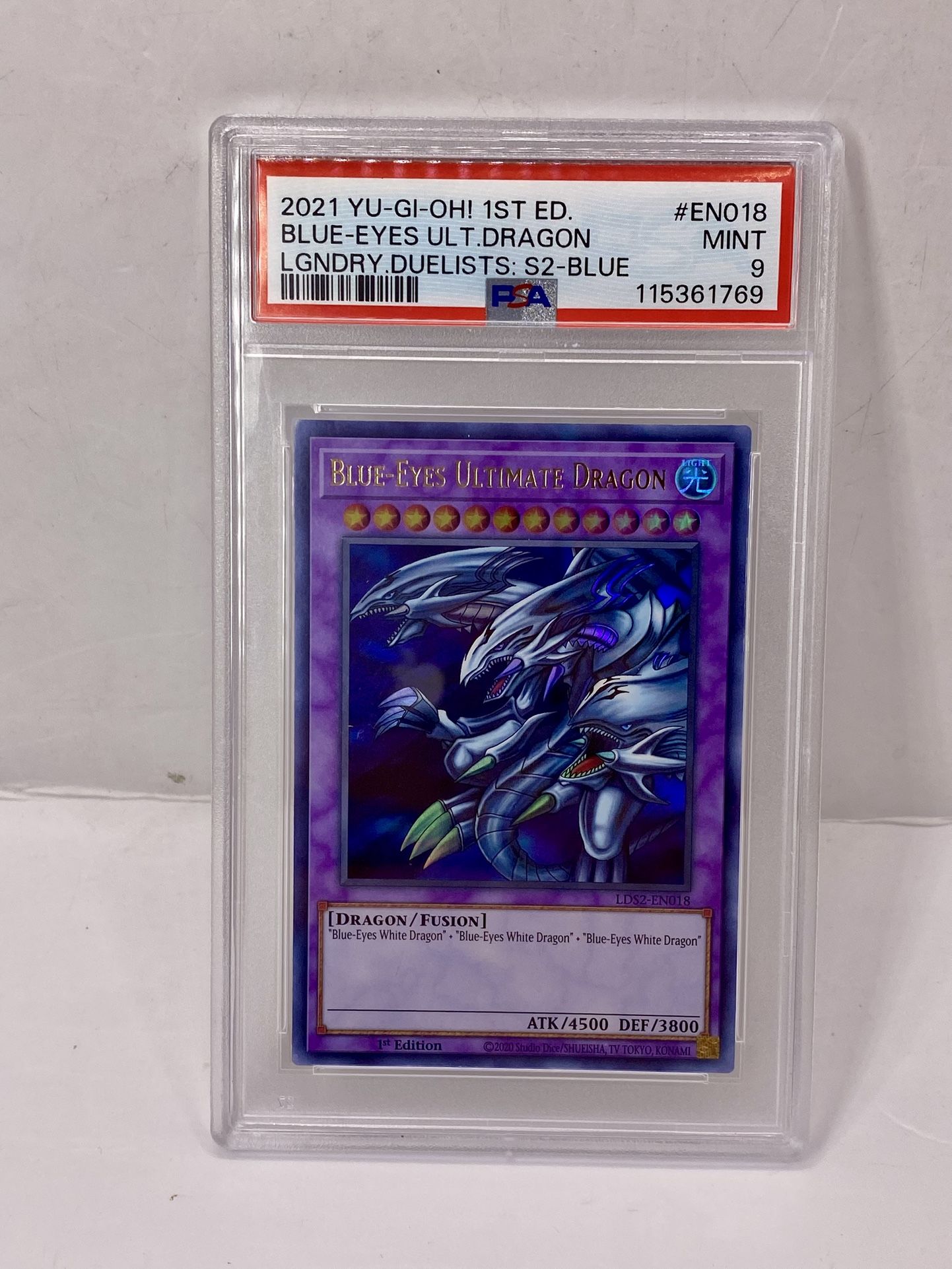 Yugioh PSA 9 MINT Blue-Eyes Ultimate Dragon (Blue) LDS2-EN018 1st Ed Ultra Rare