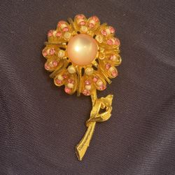 Pink Gold Vintage Brooch 