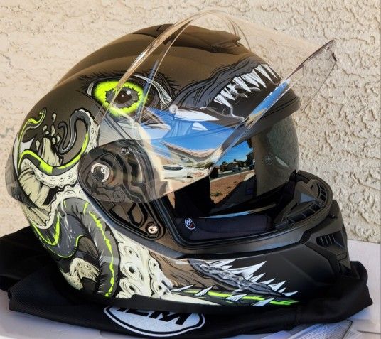 NEW, ILM, MOTORCYCLE HELMET / ILM-861A, SIZE LARGE, DEEP SEA GREEN