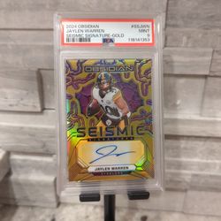 2024 Obsidian Jaylen Warren Seismic Gold Auto #8/10 PSA 9