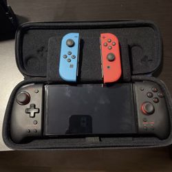 Nintendo Switch OLED Console Neon Red and Blue Joy-Con with extras