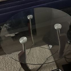 Modern Glass Coffee Table – Metal & Wood Base