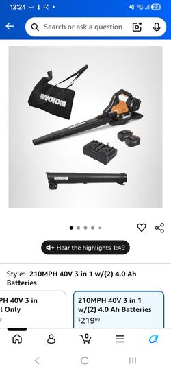WORX WG583 40V Cordless Blower/Vac/Mulcher New Open Box