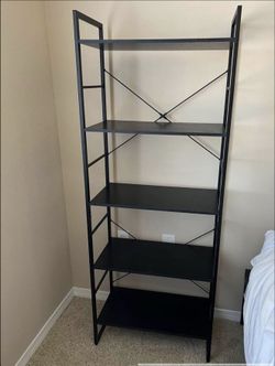 5 Tier Bookshelf - Industrial Bookshelf - Metal and Wood