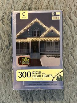 300 Icicle Clear Christmas Lights String