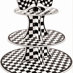 Racing Car Theme 3-Tier Round Cardboard Cupcake Stand
