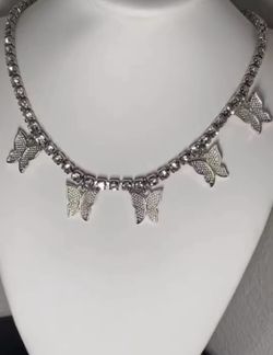 Gold/silver plated tennis chain necklace cubic zirconia