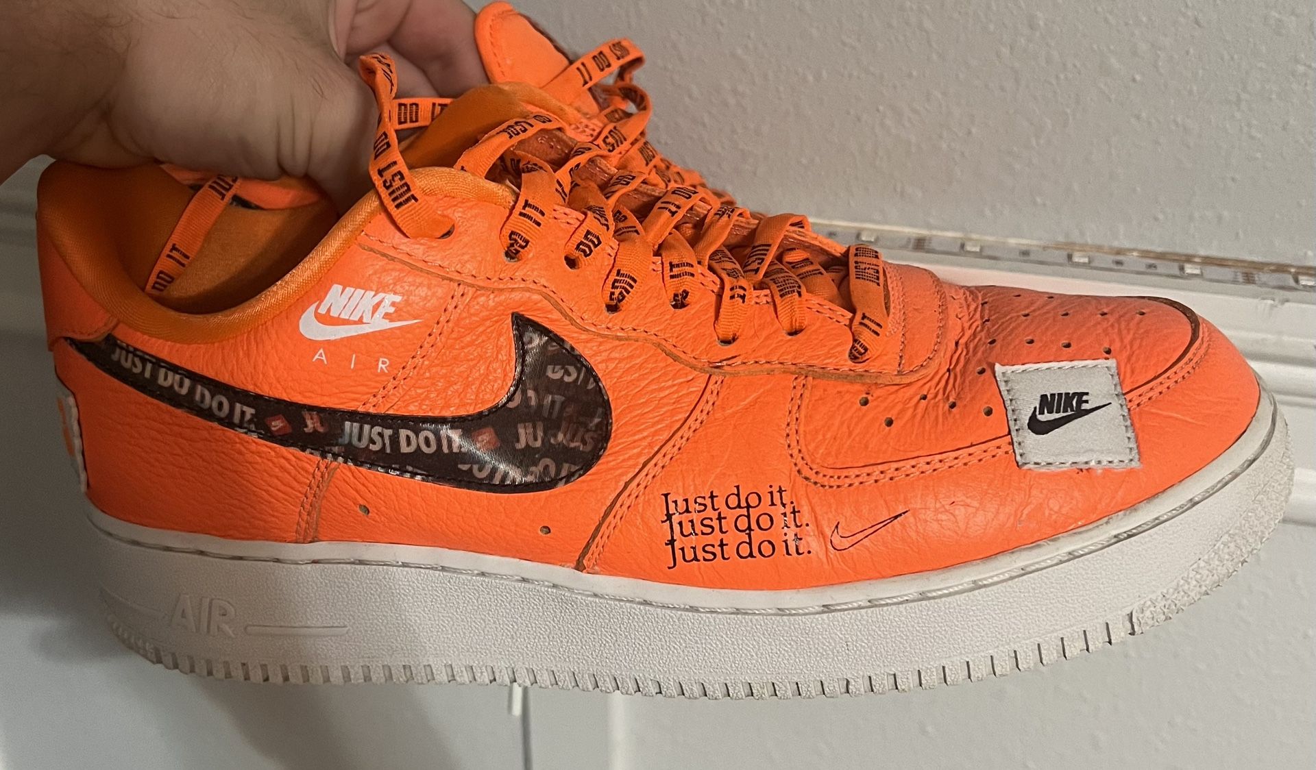 orange just do it air force 1