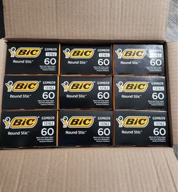 Bic Round Stic Black Ink Ball Pens