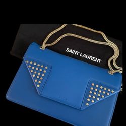 Authentic Saint Laurent Blue Betty Shoulder Bag