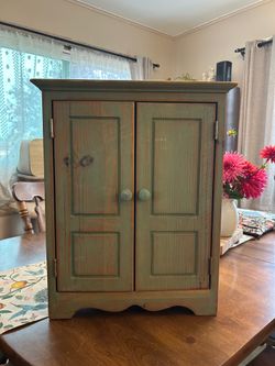 Green Cabinet / Shelf / Doll Closet / Jewelry Organizer