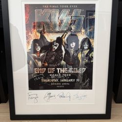 Kiss Signed VIP Lithograph From Vancouver Canada, The first Concert On Their End Of The Road Tour. 