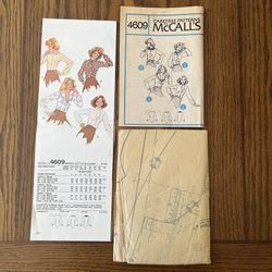McCall’s Sewing Pattern 4609 Size 8 - 20 Blouses Tie Collars Scarves Vtg 1970s