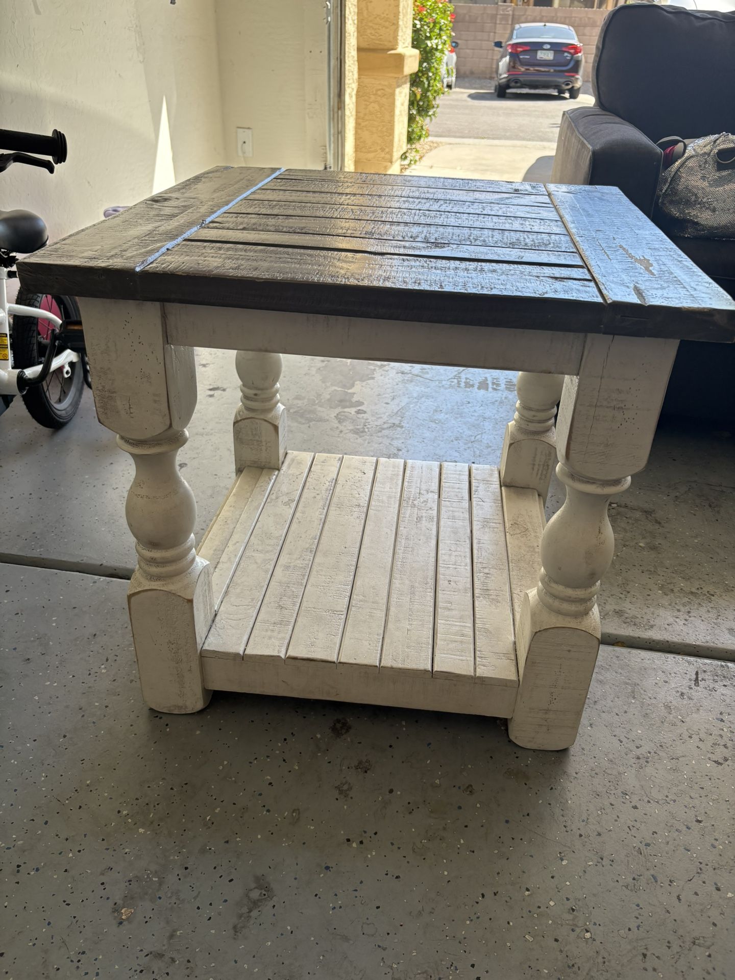 Grey And Off White Side Table