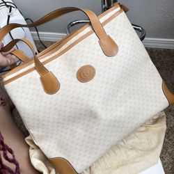 Gucci EUC Rare Vin Auth Gucci zipper texture canvas tote