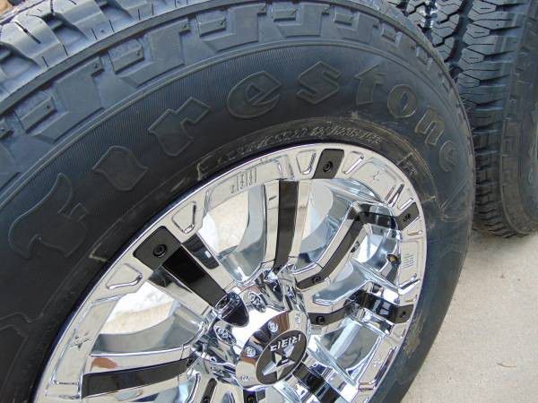 275 65 20 Firestone AT Tires & 20X9 RBP Rims Chrome with Black Inserts