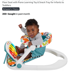 Fisher-Price Baby Portable Chair Deluxe Kick & Play Sit-Me-Up Floor Seat with Piano Learning Toy & Snack Tray for Infants to Toddlers