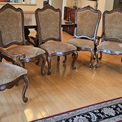 6 Wood & Fabric Very Comfortable Dinning Room Chairs 