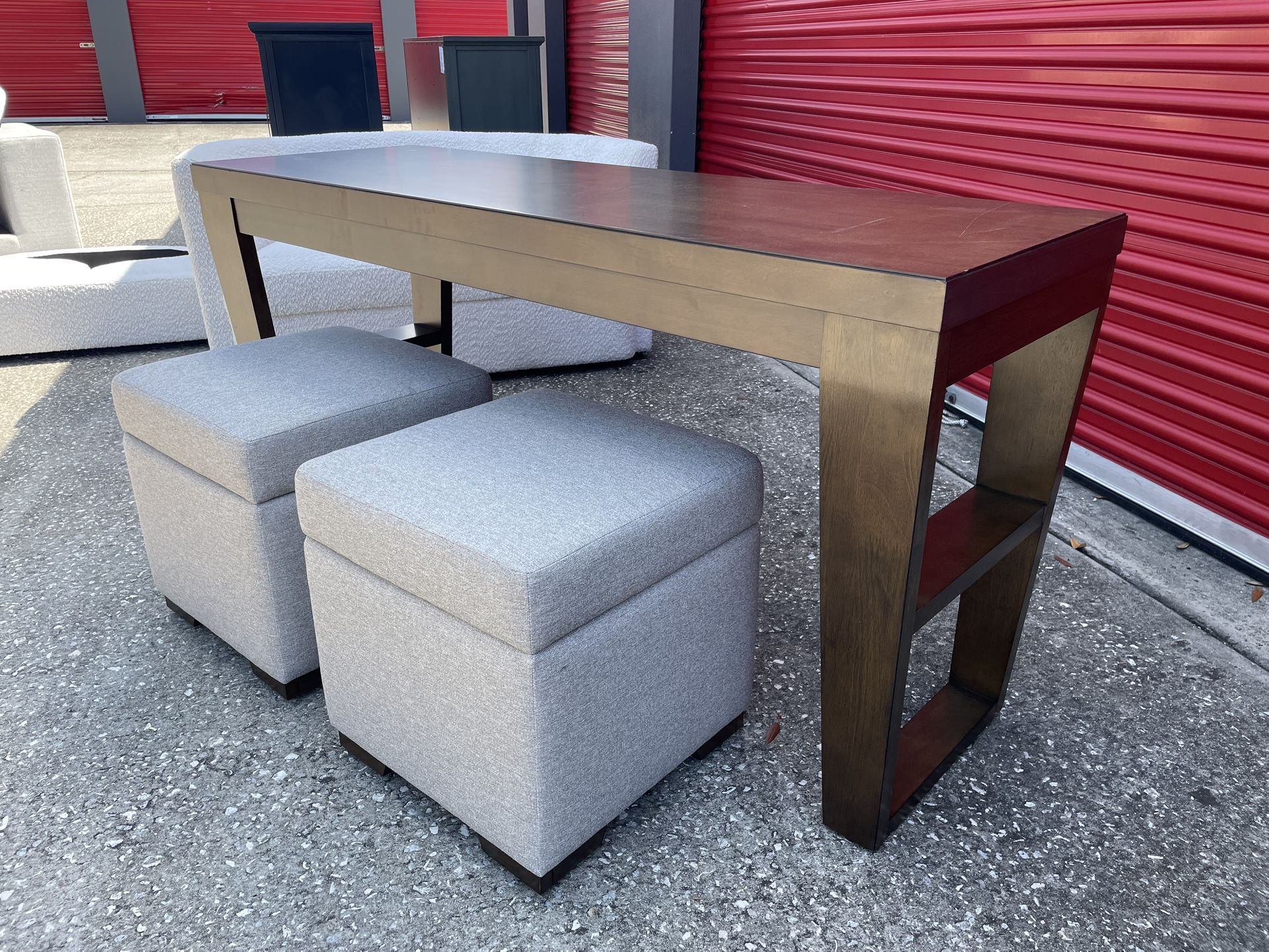 🏷WAREHOUSE CLEARANCE | Elena Occasional 3pc Sofa Table with Ottomans💥 We Finance
