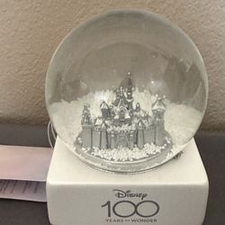 Disney Parks Sleeping Beauty Castle Snow Globe 100th Anniversary Platinum NEW