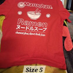 Red Ramen Noodles Shirt, Size 5