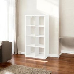 White wood grain 8 cube shelf