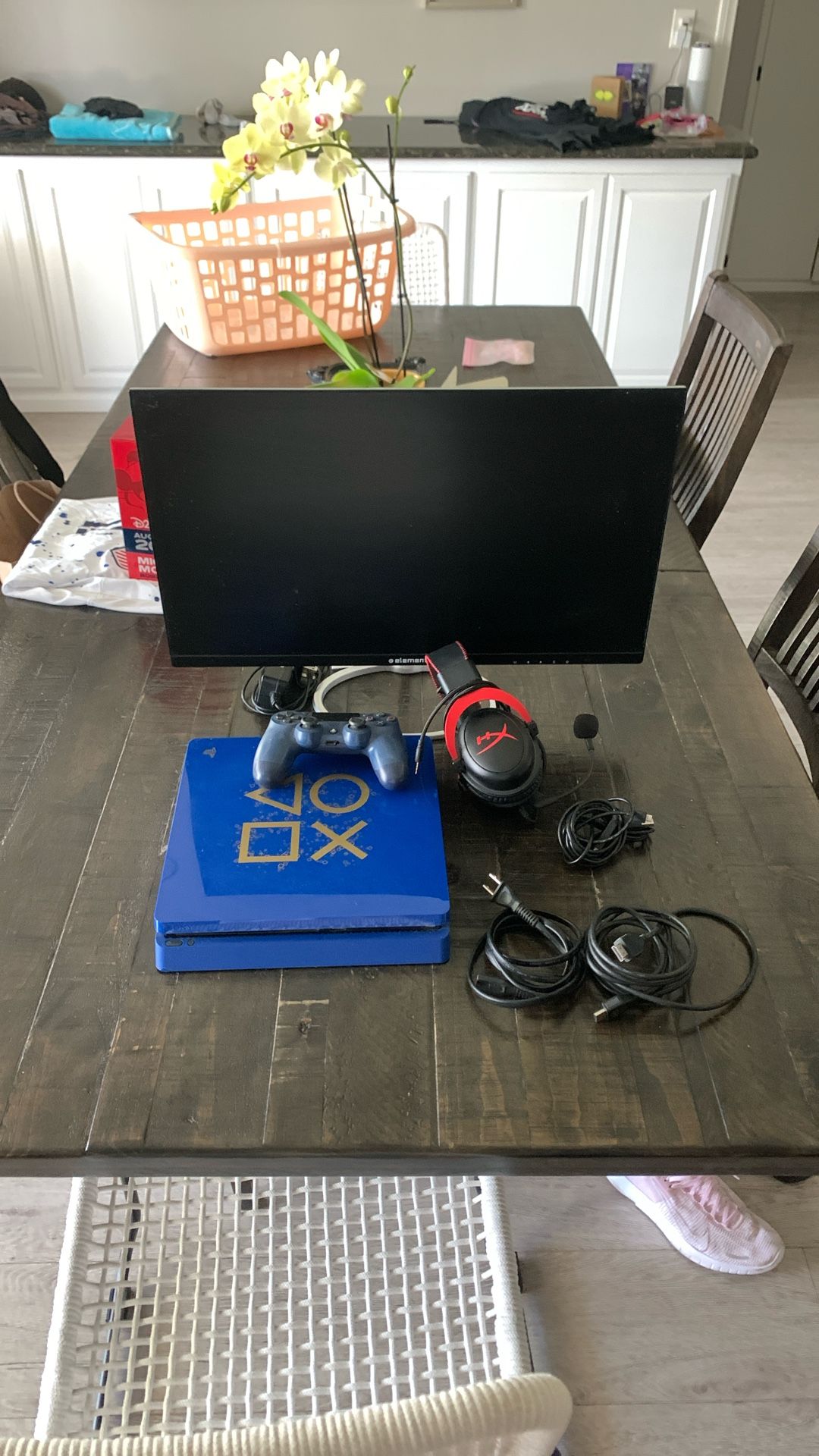 PS4 w/ Controller w/ Hyper X headphones w/ 24in Monitor