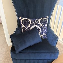 Luxury Blue Velvet Accent Chairs (Set of 2) – Nailhead Trim