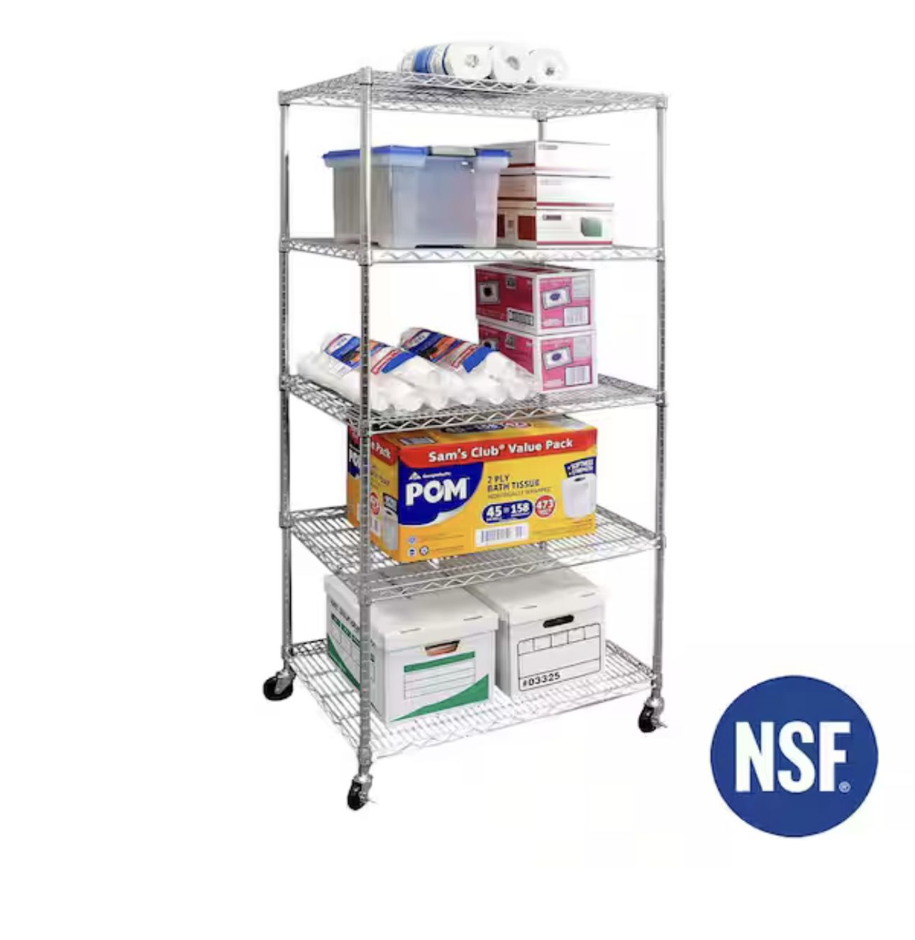 UltraDurable 5-Tier Commercial NSF Certified Steel Wire Shelving System in Zinc (36 in W x 24 in D x 76 in. H)