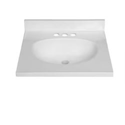 19 in. W x 17 in. D Cultured Marble Vanity Top in White with White Rectangular Single Sink