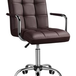Yaheetech PU Leather Mid-Back Task Desk Chair