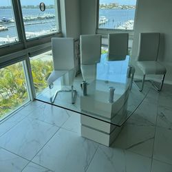 Glass Top Table And Four Chairs